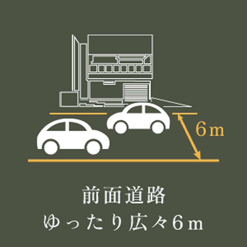 前面道路 ゆったり広々6m