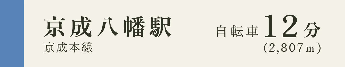 京成八幡駅 京成本線 自転車12分（2,807m）