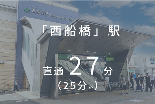 「西船橋」駅 直通 27分（25分※）